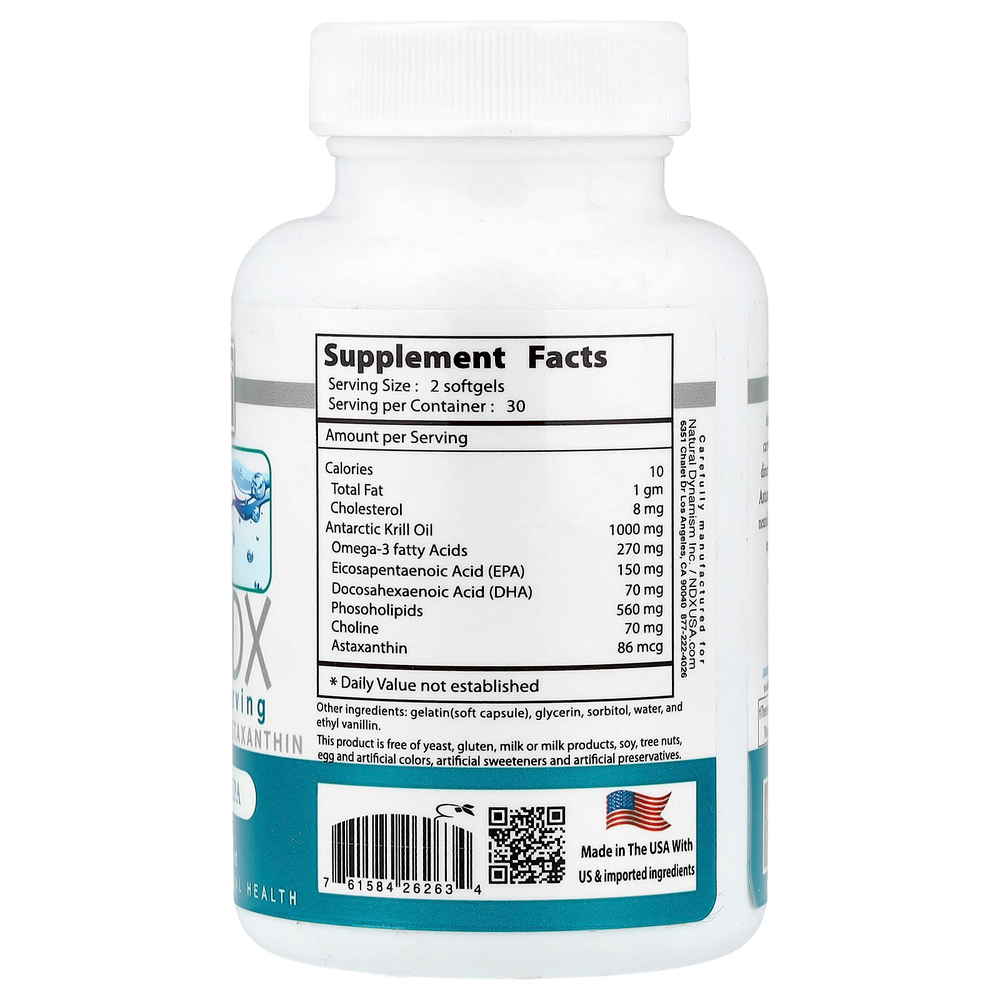 Natural Dynamix (NDX), масло криля dex, премиальное качество ДГК и ЭПК, 60 капсул