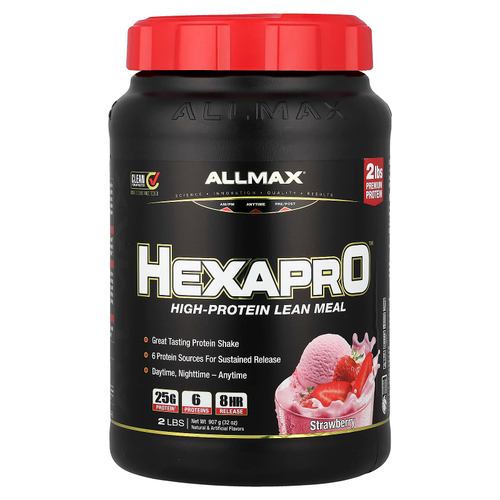 ALLMAX, Hexapro™, высокопротеиновая нежирная мука, со вкусом клубники, 907 г (2 фунта)