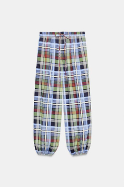 ZARA БРЮКИ-БАГГИ В КЛЕТКУ — ZW COLLECTION, РАЗНОЦВЕТНЫЙ