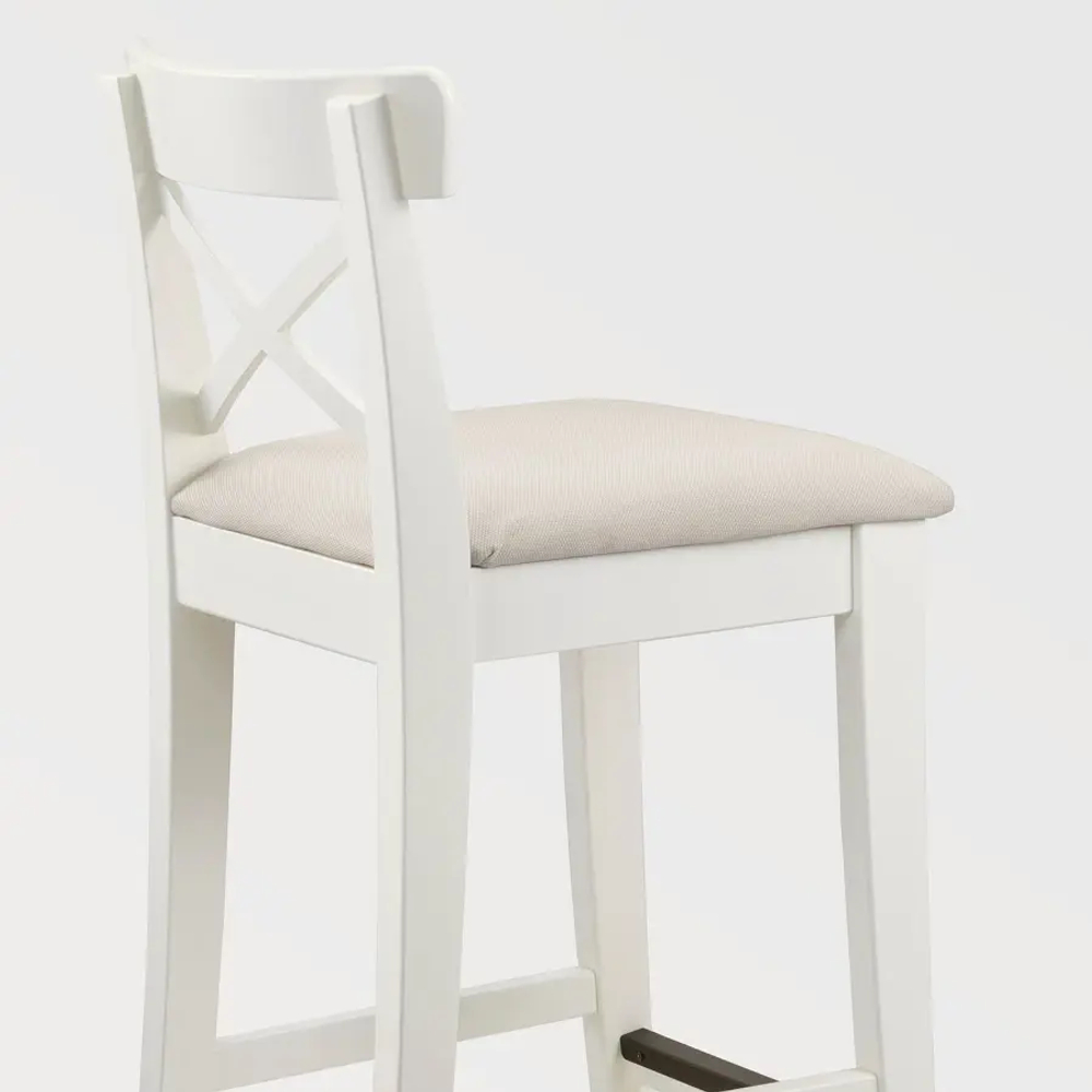 Барный стул со спинкой - INGOLF IKEA/ИНГОЛЬФ ИКЕА, 92х40х45  см, белый