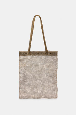 ZARA СУМКА ИЗ МЕТАЛЛИЧЕСКОЙ СЕТКИ С ЗАКЛЕПКАМИ, ЗОЛОТИСТЫЙ