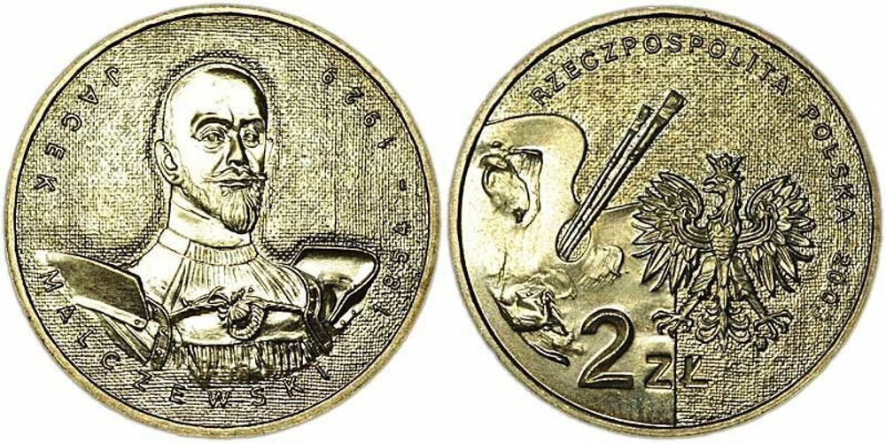 Польша 2 злотых, 2003 Художники 19-20 века - Яцек Мальчевский UNC