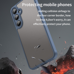 Защитный чехол с синими боковыми рамками для Samsung Galaxy A55 5G, задняя крышка тонированная прозрачная