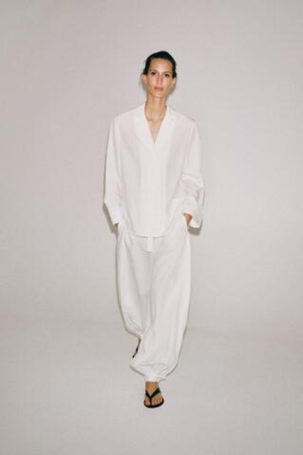 ZARA БРЮКИ-БАЛЛОНЫ — ZW COLLECTION, БЕЛЫЙ