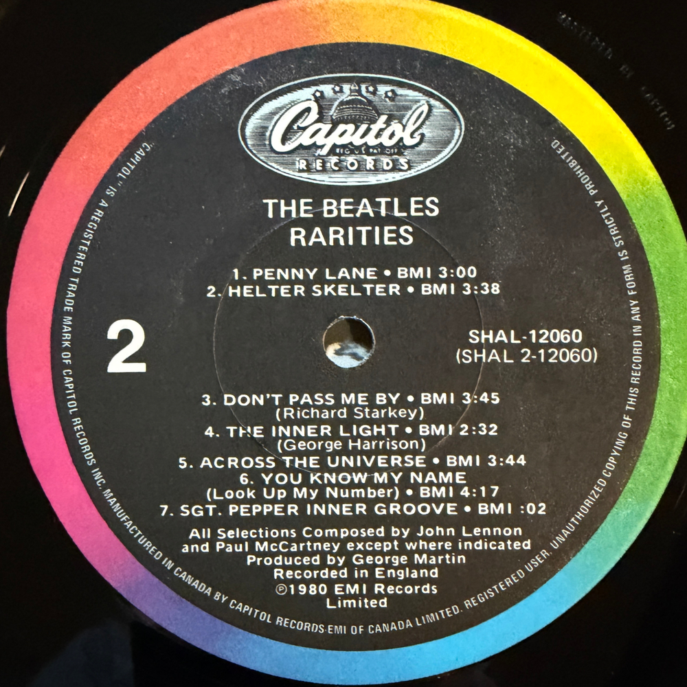 The Beatles ‎– Rarities (Канада 1980г.) Т