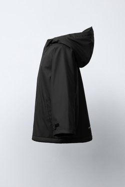 ZARA ПРОРЕЗИНЕННАЯ КУРТКА WATER REPELLENT НА ОВЧИНЕ, ЧЕРНЫЙ