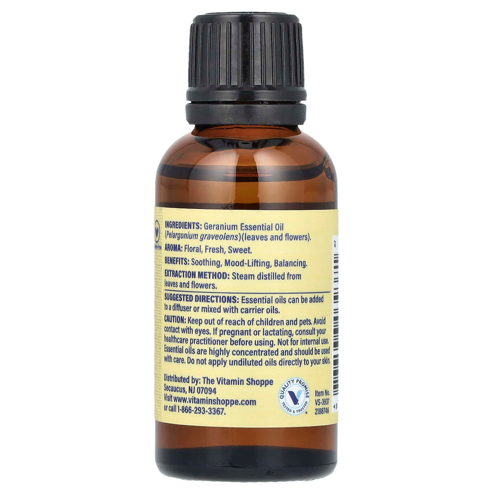 The Vitamin Shoppe, 100% чистое эфирное масло, герань, 30 мл (1 жидк. унц.)