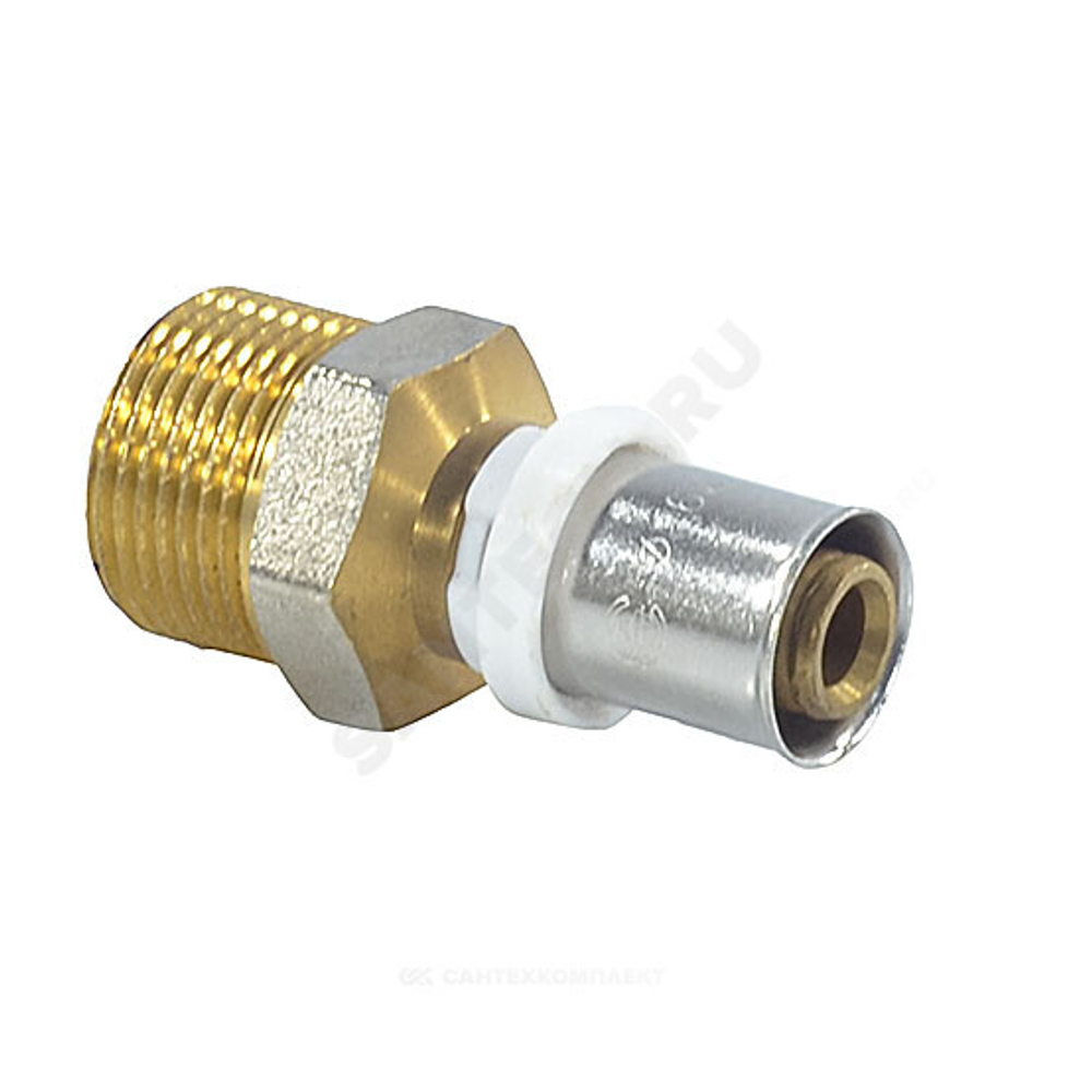 Муфта МП латунь никель пресс Дн 20х1/2" НР ГОСТ 32415-2013 8001 Aquasfera 8001-03
