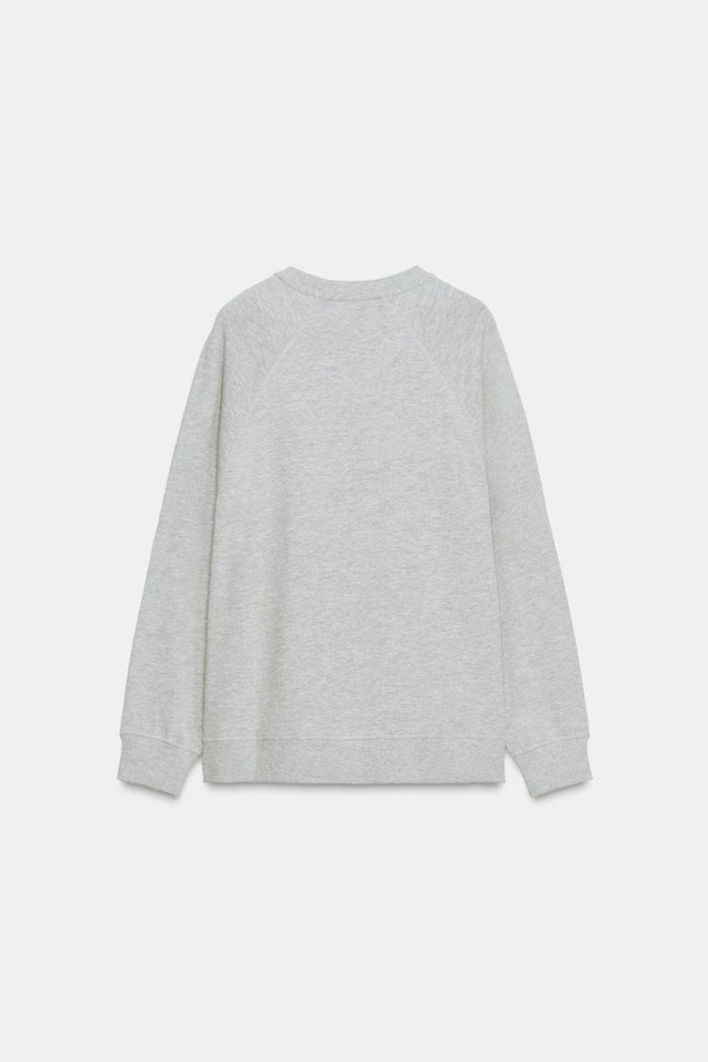 ZARA ФУТБОЛКА ОВЕРСАЙЗ С ДЛИННЫМИ РУКАВАМИ, СЕРЫЙ МЕЛАНЖ