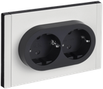 FORTE&PIANO Розетка 2-местная с заземлением без защитных шторок безвинтовое крепление 16А FP224M металл белый IEK