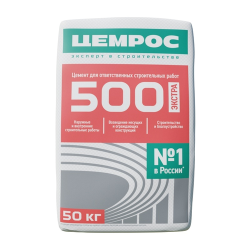 Цемент Цемрос M500 ЦЕМ I 42.5 Н 25 кг