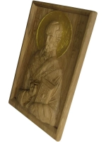 Освященная Икона Николая Чудотворца резная из массива дуба