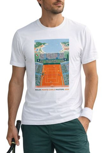 Мужская теннисная футболка Monte-Carlo Rolex Masters Affiche Print - white