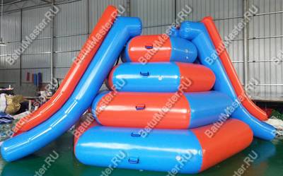 Надувной водный аттракцион "Веселые ярусы-2" сине-оранжевый размер 4,6*4,6*3 м