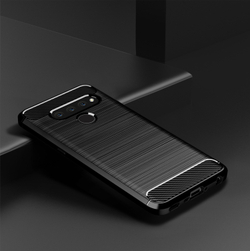 Чехол для LG V50 ThinQ цвет Black (черный), серия Carbon от Caseport