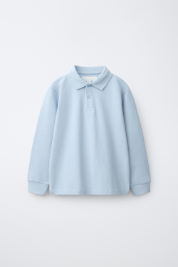 ZARA ОДНОТОННОЕ ПОЛО, ПАСТЕЛЬНО-СИНИЙ