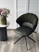 Стул М-City DISAUR Астра (Astra) поворотный на поворотный на 360 градусов, Зеленый Sonic 77 ткань, 7525-156 Велюр, Черный каркас