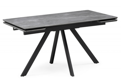 Керамический стол Woodville Вилли 140(200)х80 серый мрамор larka grey, черный, ножки черные