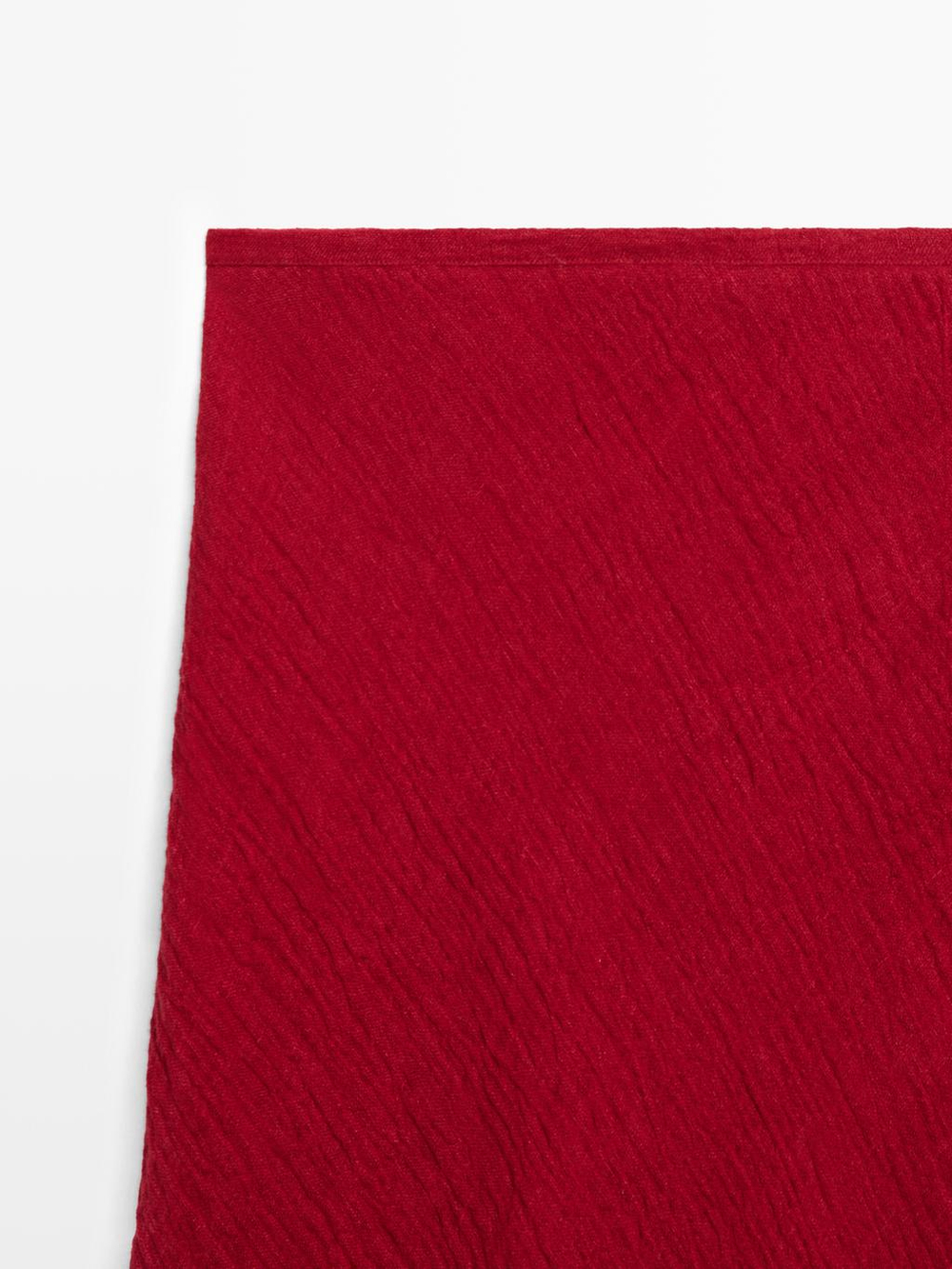 Massimo Dutti Миди-юбка из 100% льна с оборками, красный