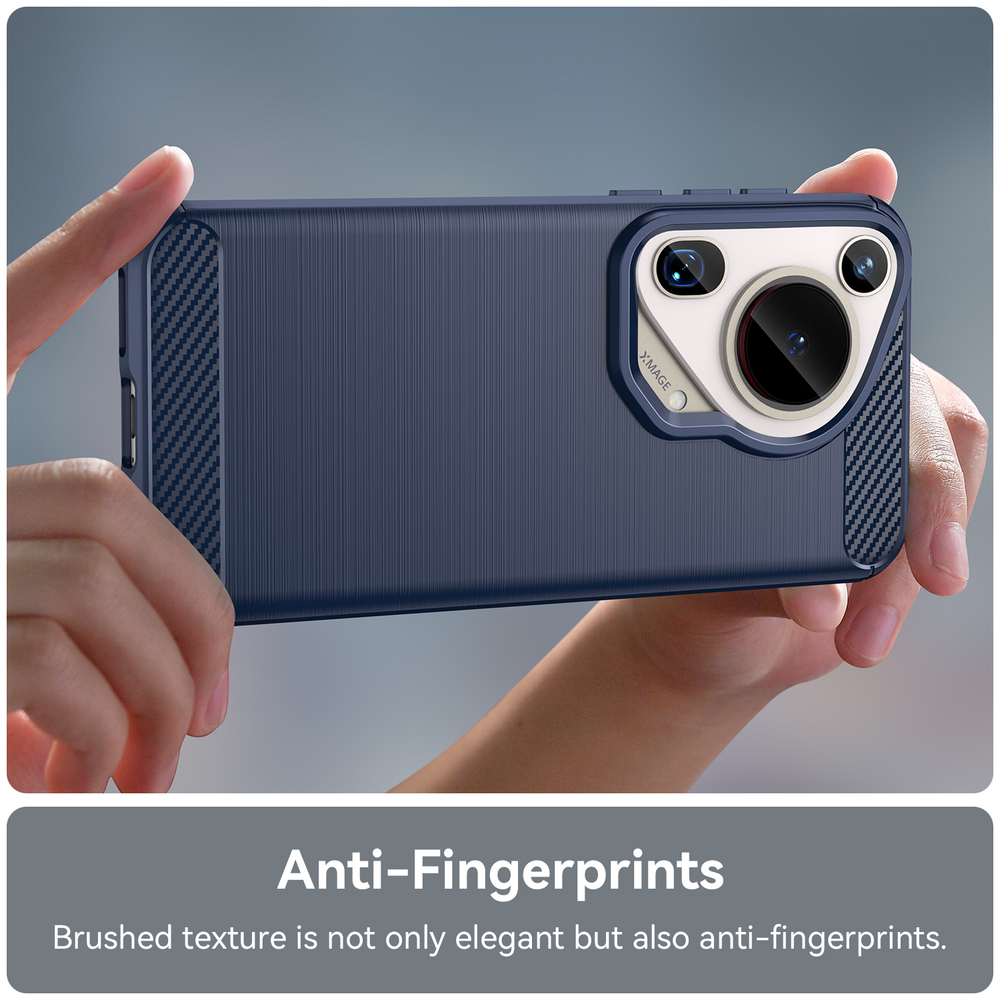 Чехол с дизайном в стиле карбон синего цвета на Huawei Pura 70 Ultra, мягкий отклик кнопок, серия Carbon от Caseport