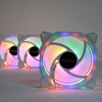 Комплект из 3 вентиляторов TESLA RGB120-RW3, 120мм, 1200rpm, 3-pin+Molex, белый/FRGB, 38CFM, 21дБ, антивибропрокладки (TSL-120-RW3)