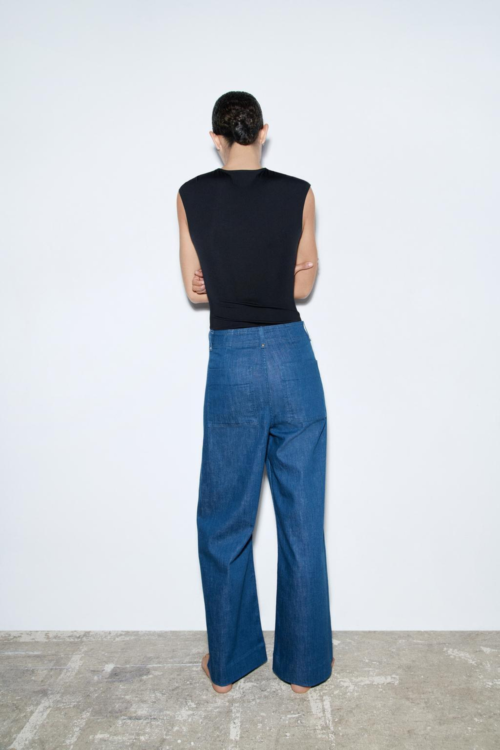 Джинсы wide leg с высокой посадкой — zw collection