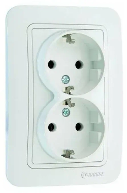 Розетка Makel Lilium двойная белая c заземлением 70082