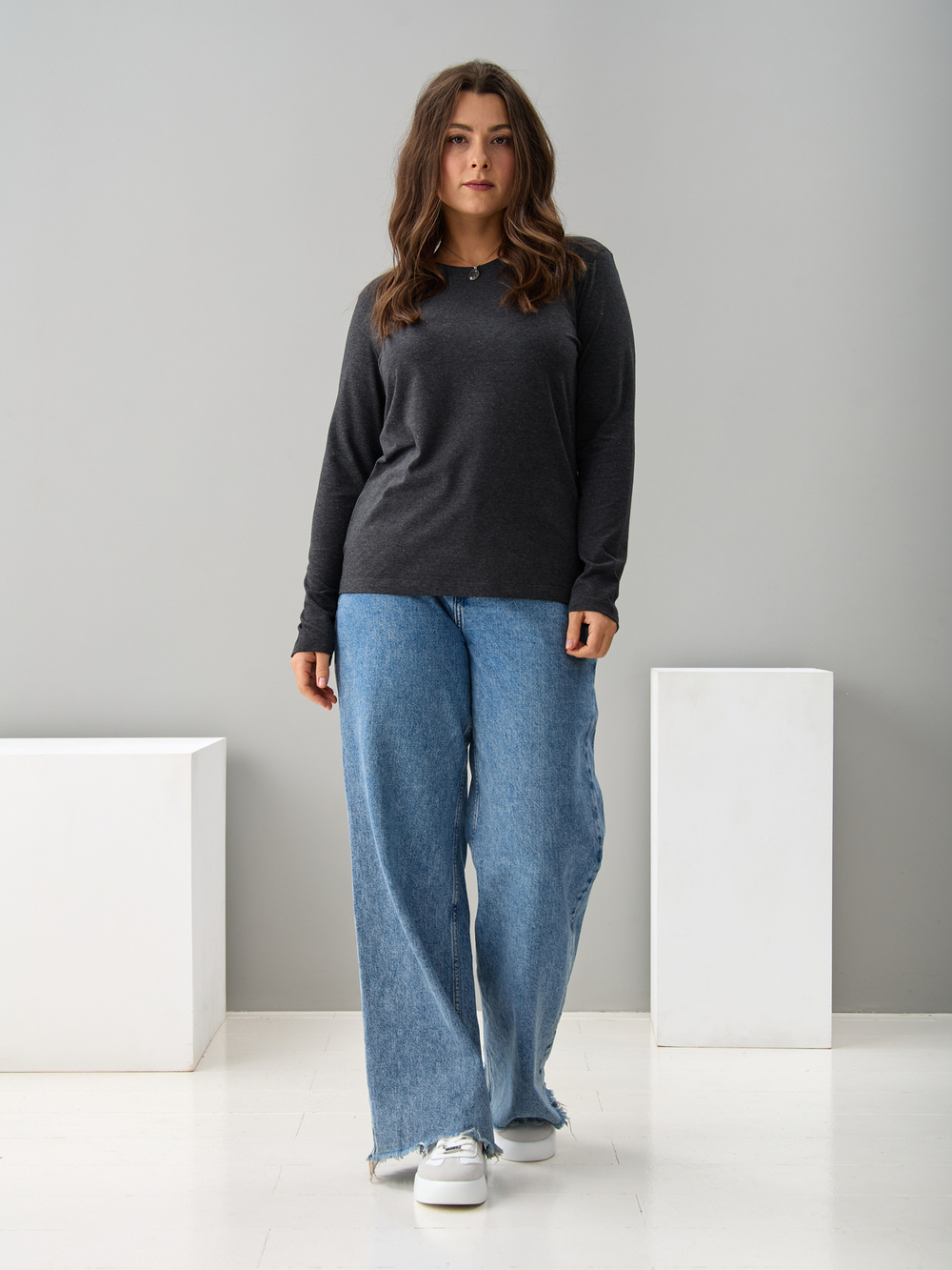 Лонгслив ЛНкл-081/темносерый-меланж