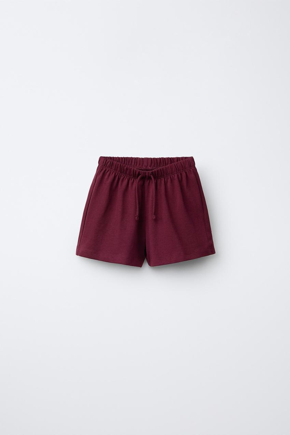 ZARA БАЗОВЫЕ ШОРТЫ, БУРГУНДИ