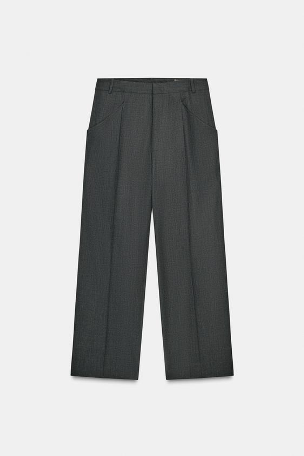 ZARA ШЕРСТЯНЫЕ БРЮКИ С КАРМАНАМИ — ZW COLLECTION LIMITED EDITION, ТЕМНО-СЕРЫЙ