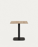 Dina Стол из меламина с ореховой отделкой и металлической черной ножкой 70 x 70 x 70 см