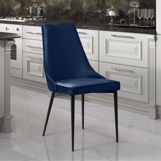 Стул Oliver, бархат синий 29/ чёрный конус