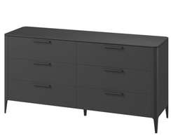 Комод Type из массива дуба, 6 ящиков, ширина 170 см (черный)