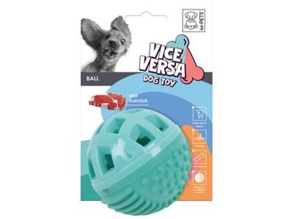 M-PETS Мяч для собаки с запахом говядины для лакомств Вайс Верса, диаметр 8.38 см