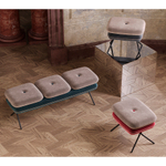 Пуф pea, велюр, бежевый/бордовый