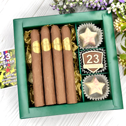 Шоколадный набор "23 февраля": сигары и 3 конфеты ручной работы