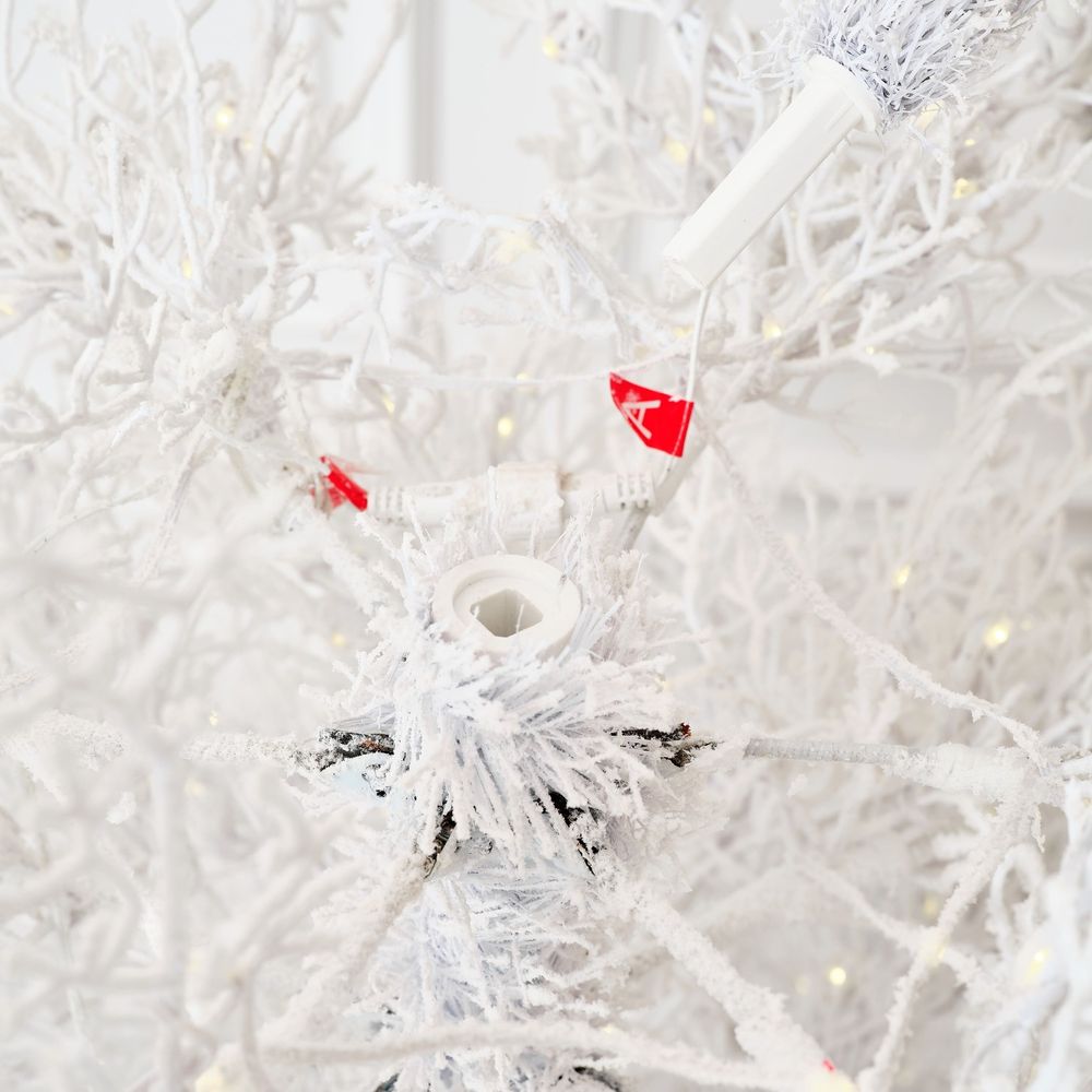 Искусственная белая елка с гирляндой встроенной «Normandia» Нормандия (коралловые ветки) от 2,1 м до 2,4 м