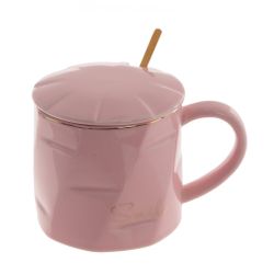 GAEM Кружка с крышкой и ложкой, 400 мл, L13 W9,5 H9,5 см, 4в.