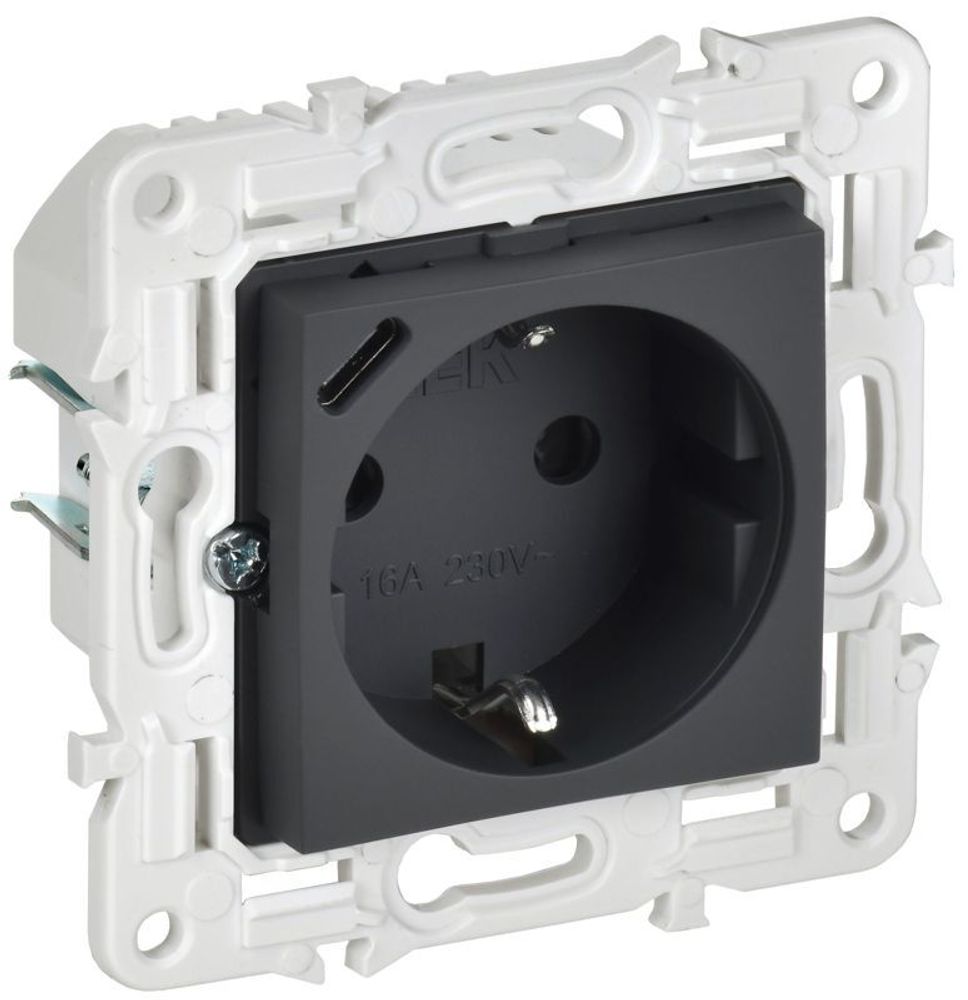 Розетка SKANDY 18Вт 16А с заземл. защ. шторки с USB C SK-R17G графит IEK SK-R14-16-U14-018-K53 Розетка SKANDY 18Вт 16А с заземл. защ. шторки с USB C SK-R17G графит IEK SK-R14-16-U14-018-K53