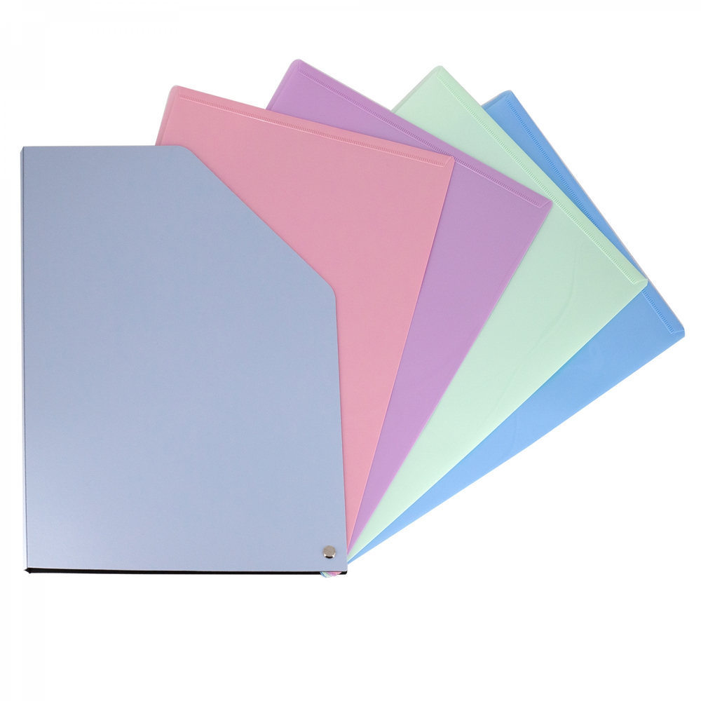 Папка архивная Alingar, A4, 330*250 мм, пластик, 1500 мкм, на резинке с 4 файлами, голубая