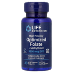 Life Extension, оптимизированный фолат, высокоэффективный, 8500 мкг DFE, 30 вегетарианских таблеток