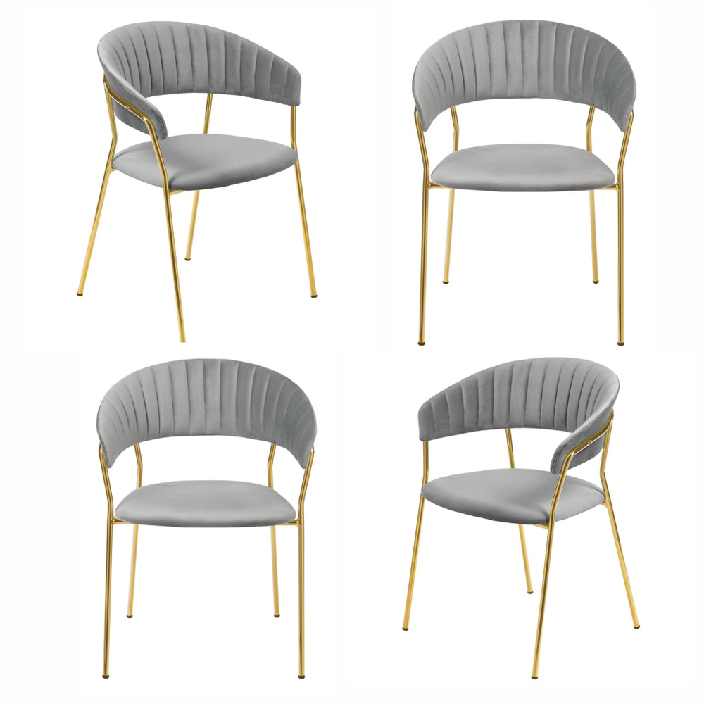Комплект из 4-х стульев Turin серый, золотые ножки