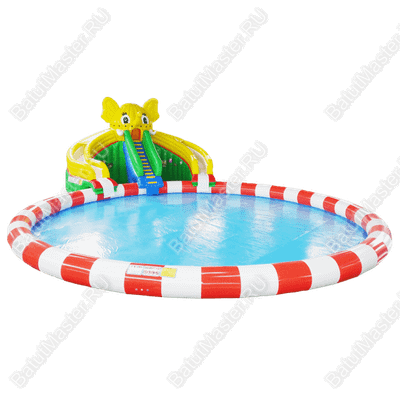 Надувной наземный аквапарк «Морской слон» 19*14*5 м, размер бассейна 14*14*0.8 м