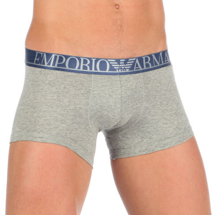 Мужские трусы боксеры серые с синей резинкой Emporio Armani Trunks Grey