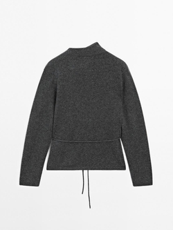 Massimo Dutti Кардиган с высоким воротником из 100% кашемира, серый