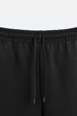 ZARA ШОРТЫ INTERLOCK ИЗ РЕЛЬЕФНОЙ ТКАНИ, ЧЕРНЫЙ