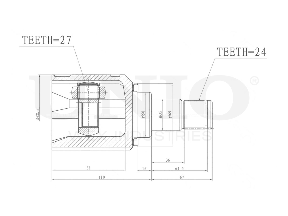 ШРУС внутренний левый UNIO CVJ-30085