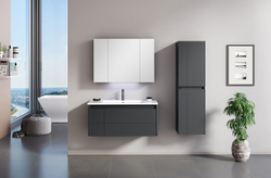 Зеркальный шкаф Orka Likya 100 3001090 с подсветкой Антрацит матовый