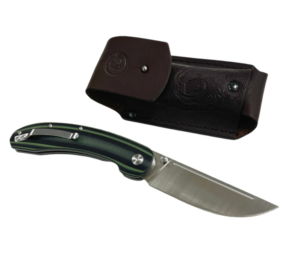 Нож складной Кузница Семина "Тунгус", сталь VG10, рукоять G10 черно-зеленая