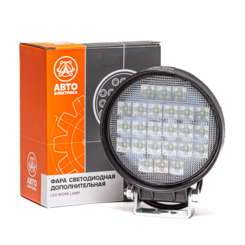 Фара светодиодная дополнительная, круглая 115*65*142, рассеянный свет, 24 диодов, крепление по центру, 72 Вт, 10-30 В